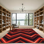 Vibrant Red Jagged Chevron Rug