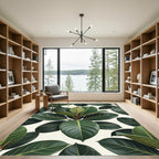 Lush Green Tropical Rubber Plant Leaf Rug