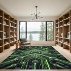 Neon Circuitry Cyber Grid Glow Rug