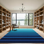 Minimalist Ombre Blue Striped Rug