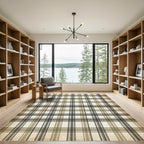 Vintage Beige Plaid Checkered Rug
