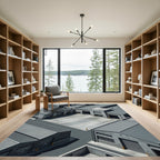 Industrial Gray Concrete Warehouse Compound Rug