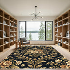 Elegant Gold Floral Paw Damask Rug