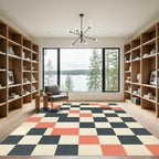 Mid Century Geometric Checkered Ochre Slate Rug