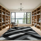Monochrome Brush Stroke Swirl Rug