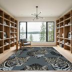 Chic Slate Gray Leopard Faces Rug