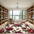 Rich Burgundy Red Rose Garland Rug
