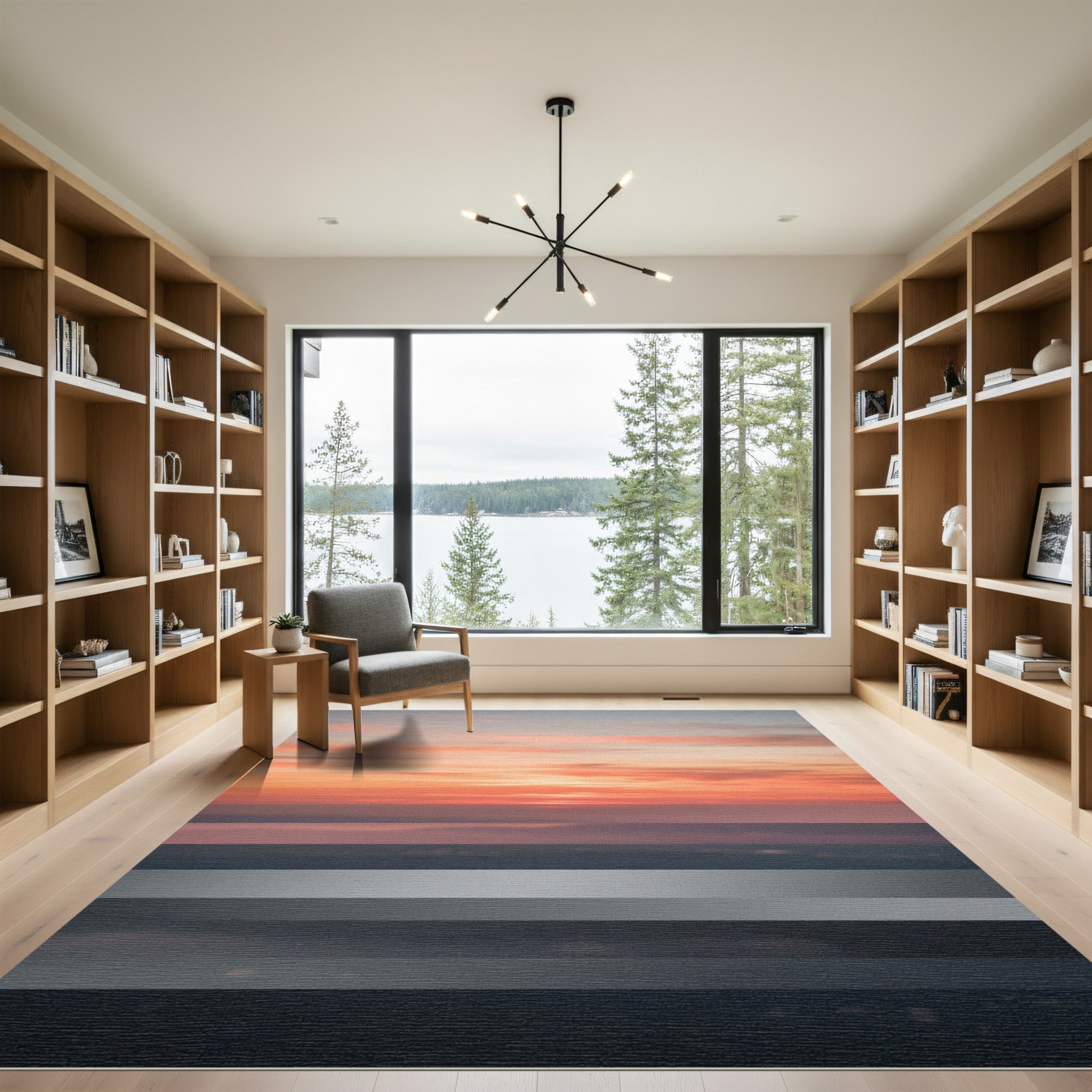 Sunset Horizon Gradient Stripes Rug