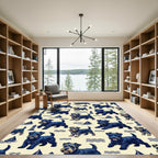 Nautical Navy Terrier Lighthouse Sailboat Illustration Rug