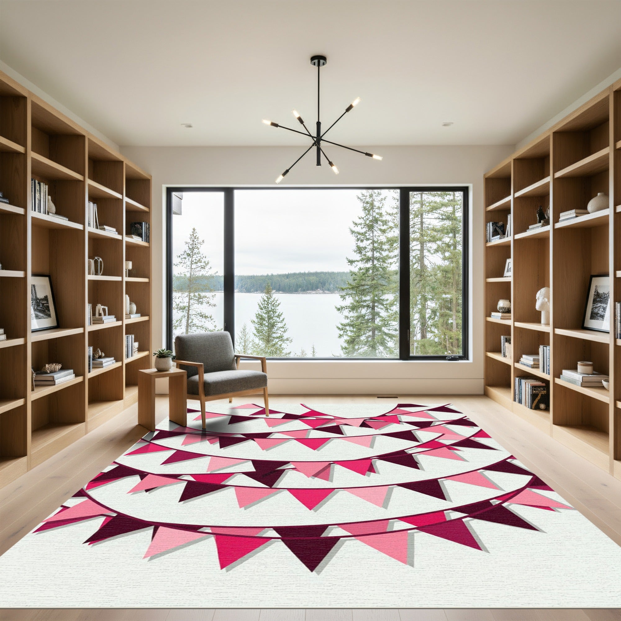 Festive Pink Pennant Bunting Garland Rug