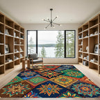 Vibrant Multi-color Geometric Patchwork Rug