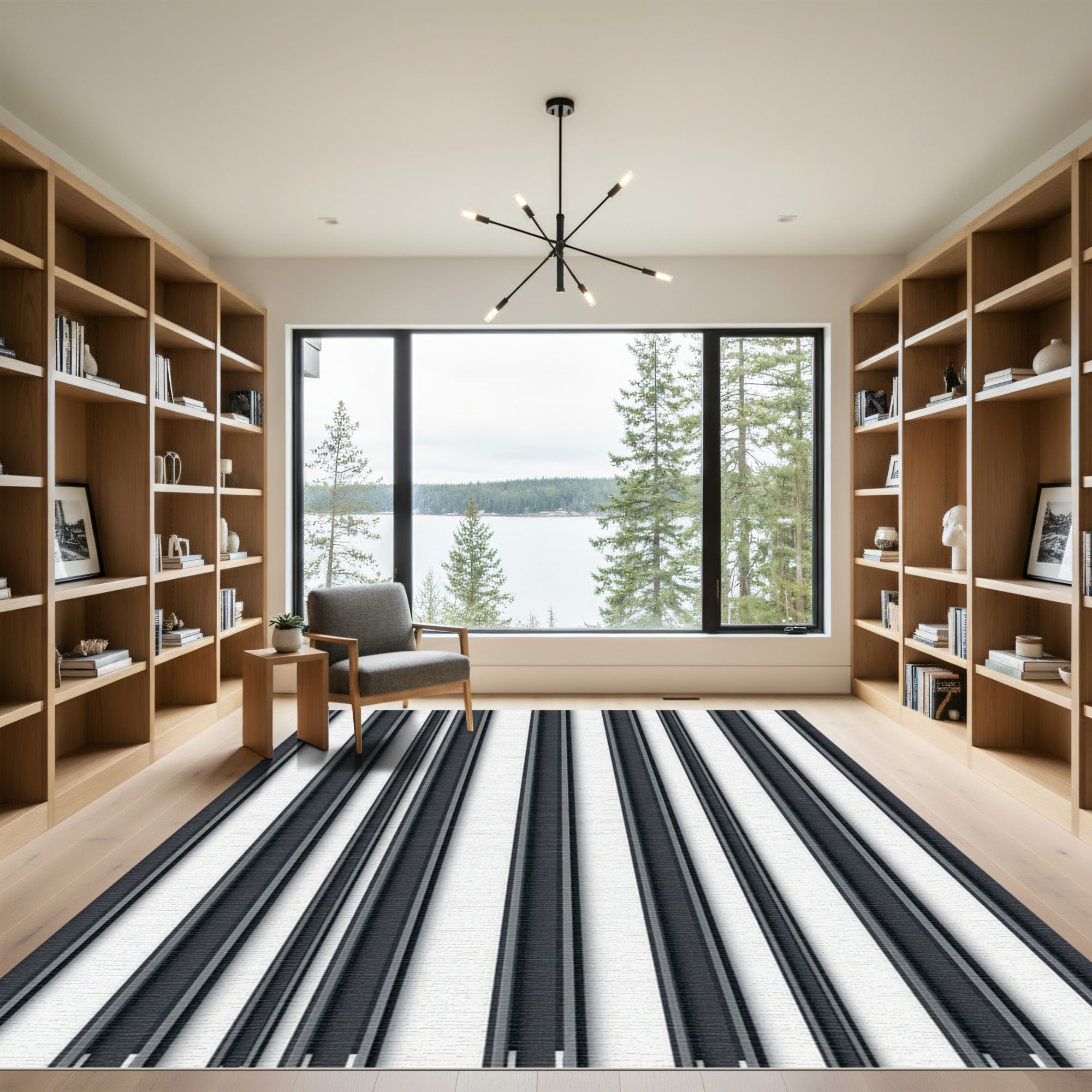 Minimalist Monochrome Modern Vertical Stripe Rug