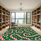Festive Red White Candy Cane Swirls Rug