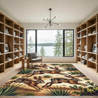 Desert Jackrabbit Earthy Tone Foliage Art Rug