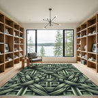 Sage Green Woven Geometric Interlocking Lattice Rug