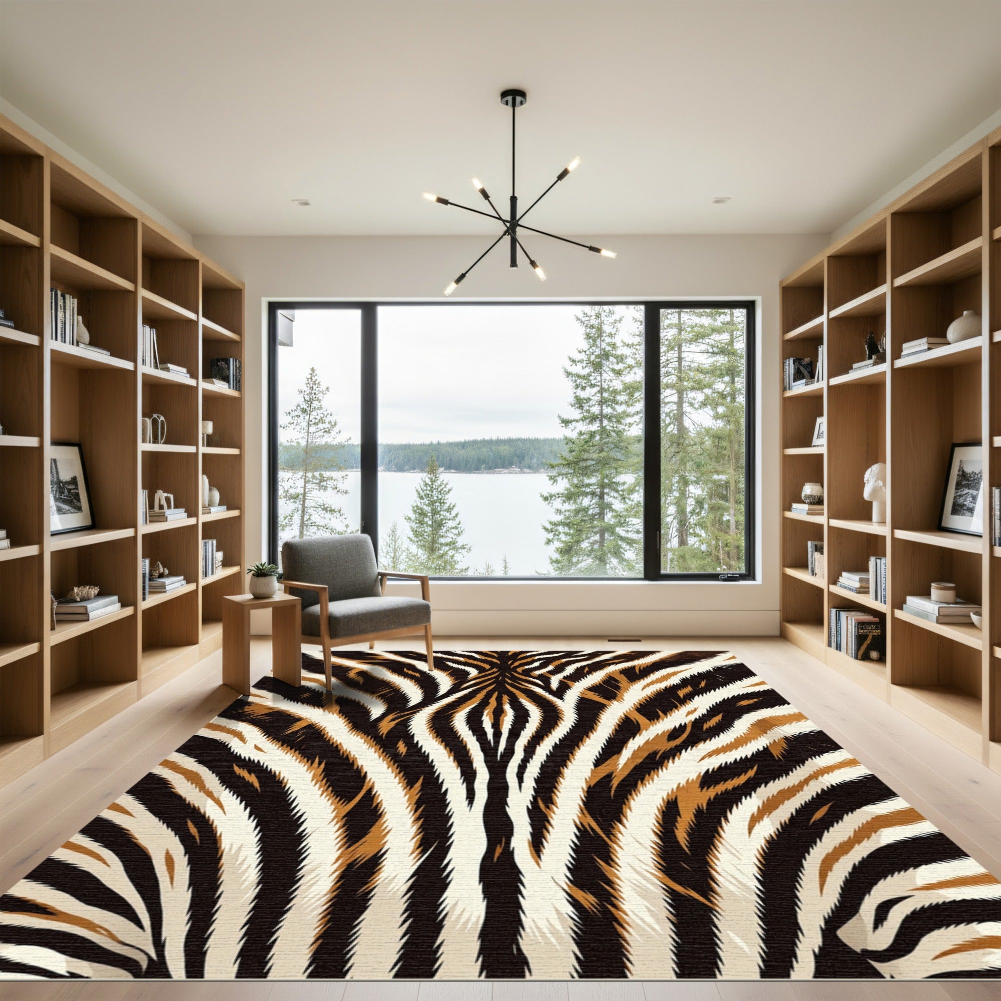 Bold Tiger Stripe Animal Impression Rug
