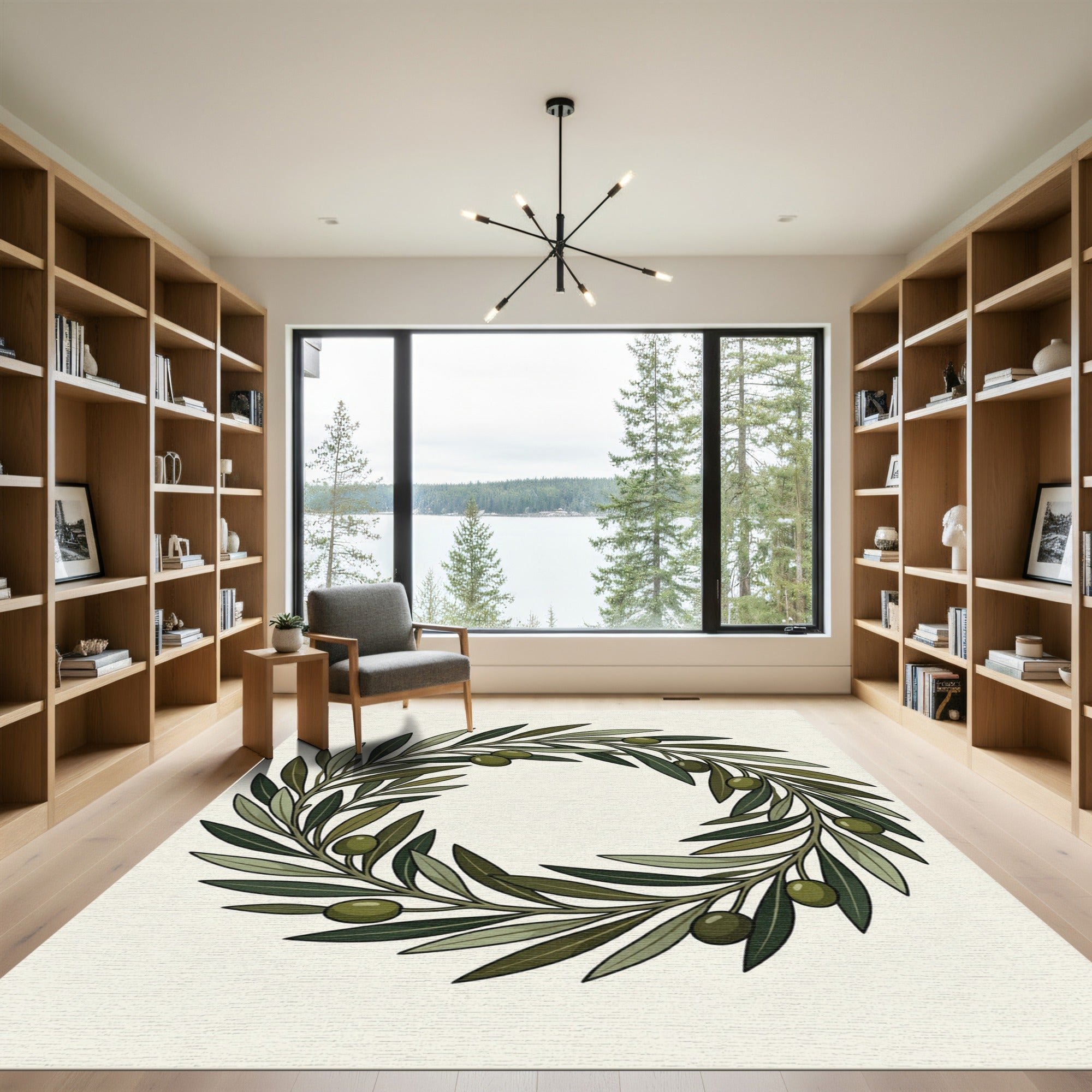 Olive Branch Wreath Botanical Rug