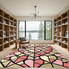 Pink Gold Geometric Heart Collage Rug