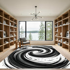 Monochromatic Swirl Abstract Ink Rug