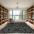 Black White Medallion Archway Pattern Rug