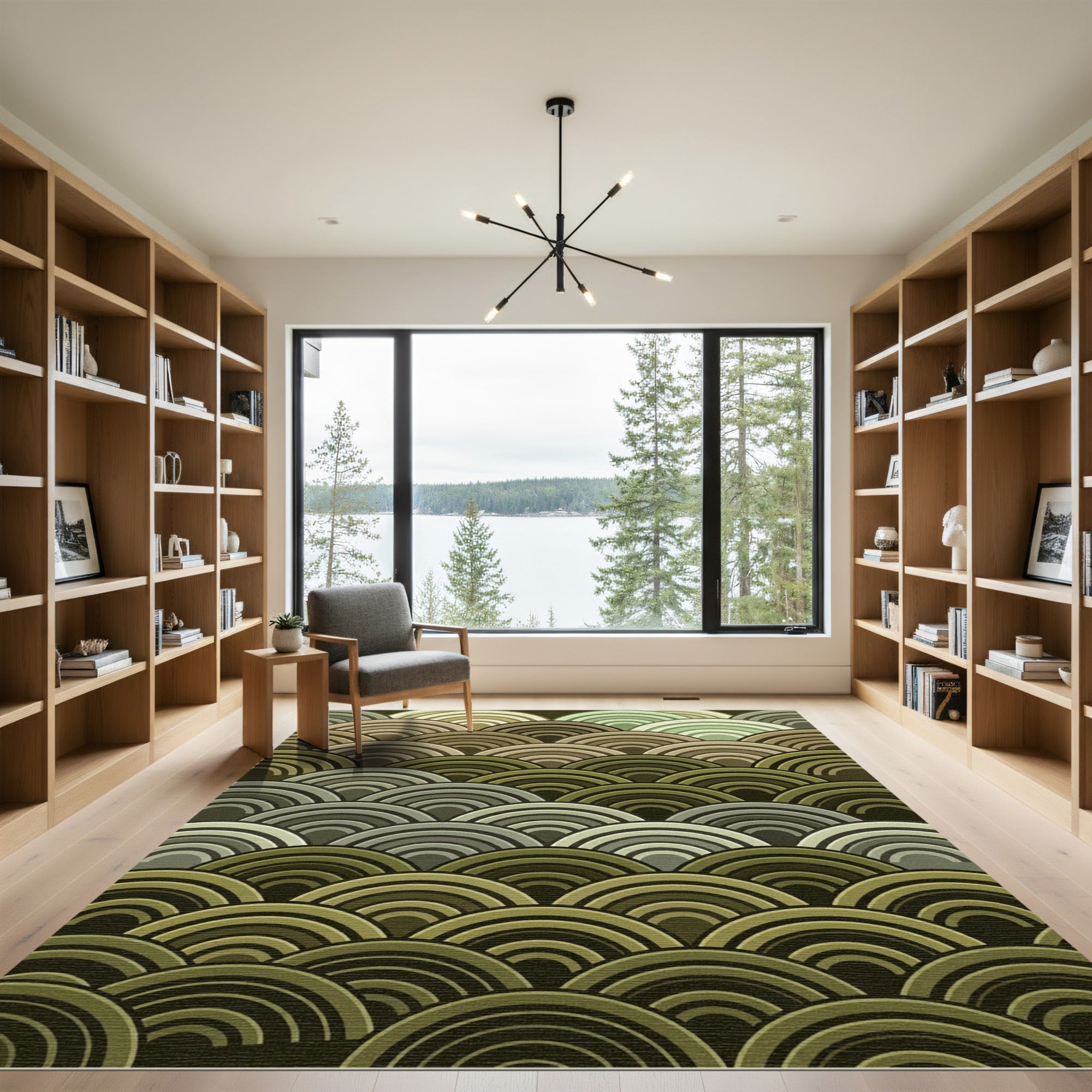 Earthy Tones Scalloped Wave Rug