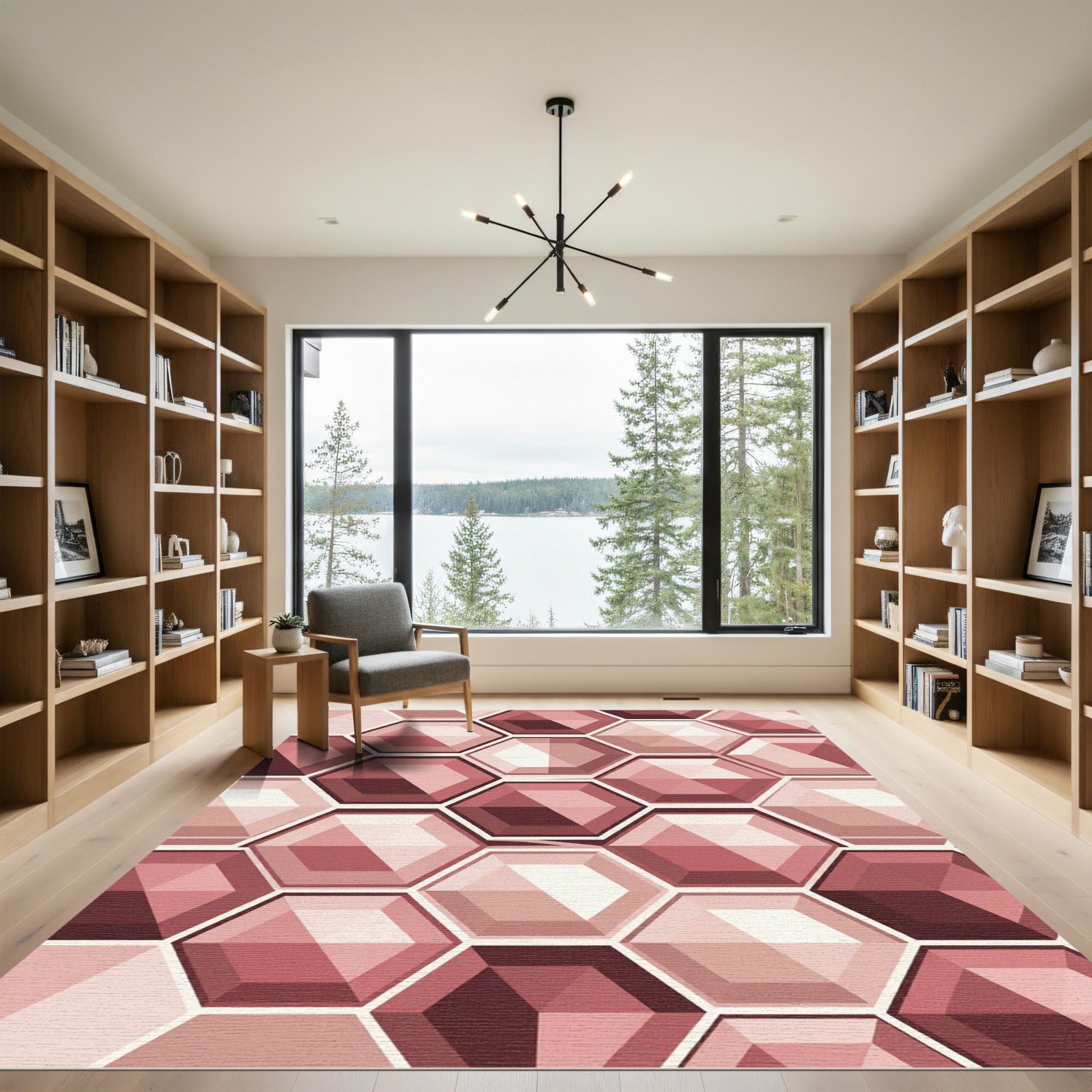 Rose Gem Facet Hexagon Rug