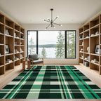 Emerald Forest Green Plaid Grid Rug