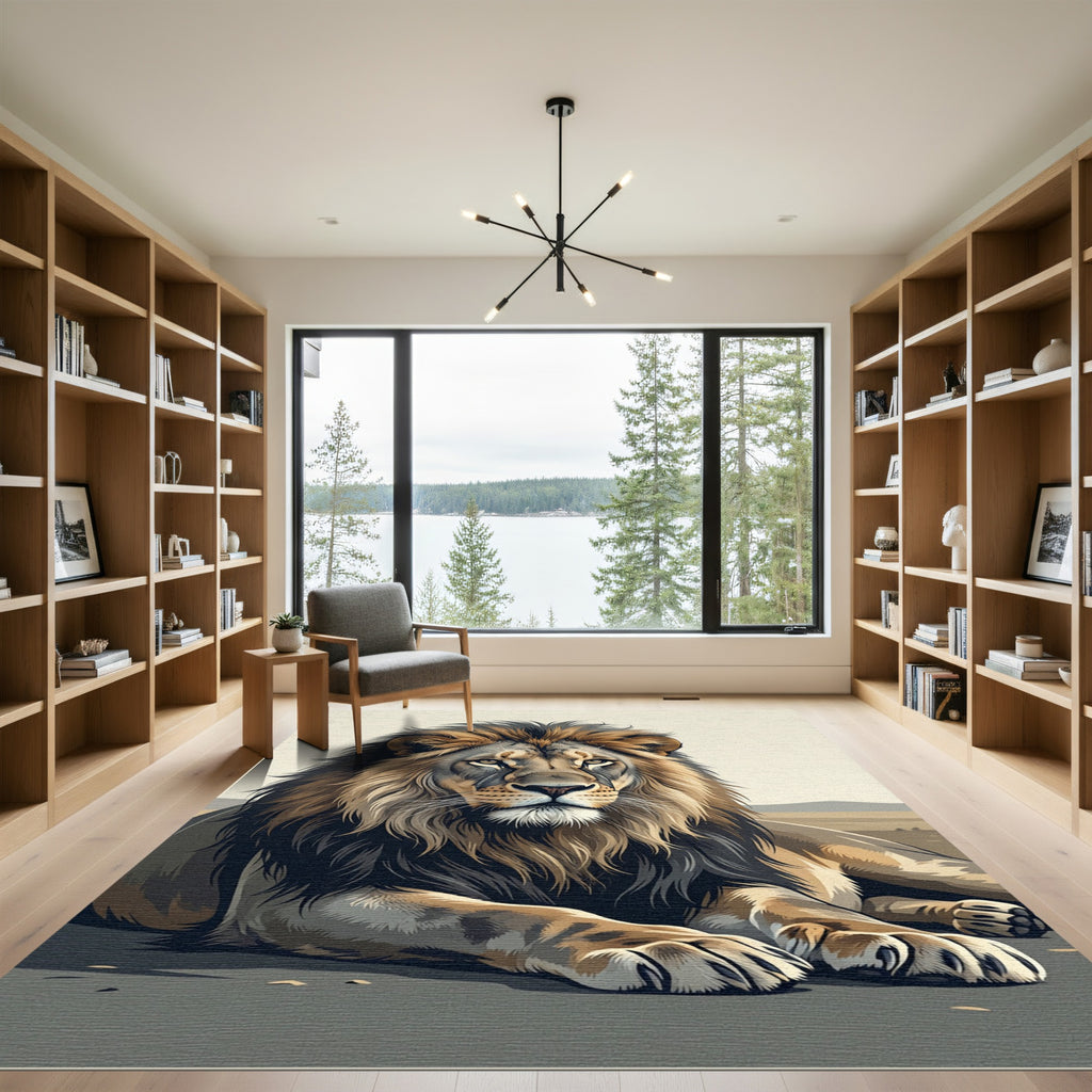 Majestic Golden Lion Portrait Rug