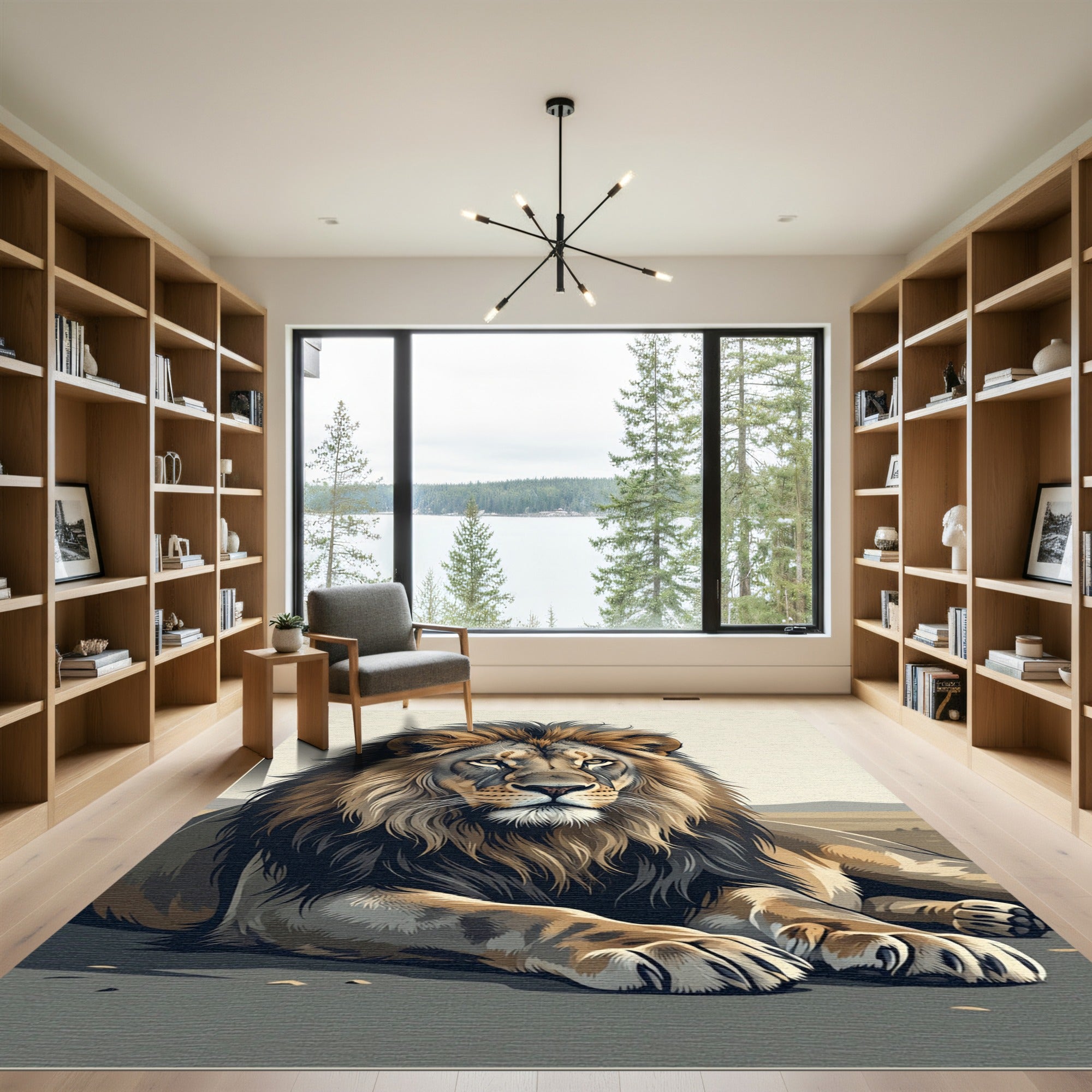 Majestic Golden Lion Portrait Rug