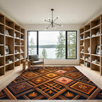 Earthy Geometric Lattice Diamond Amber Rug