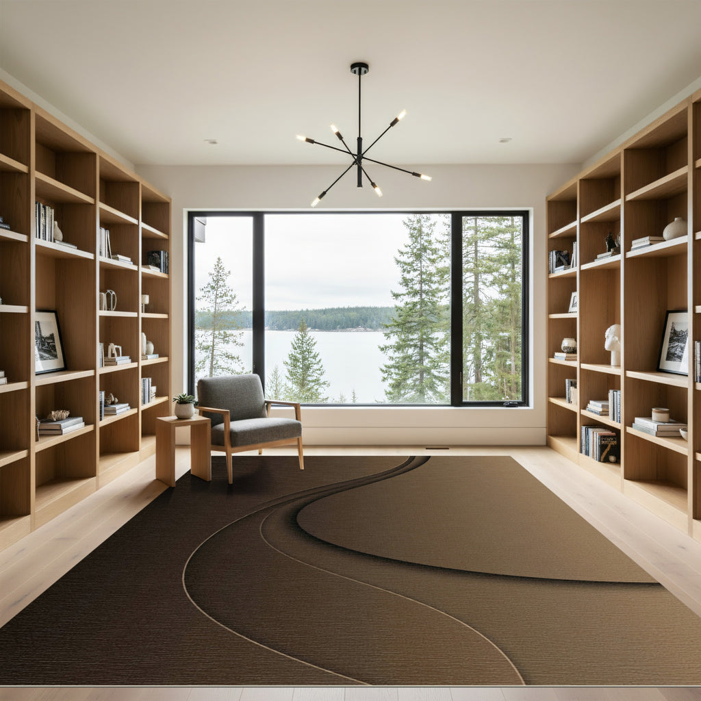 Rich Espresso Layered Swirl Rug
