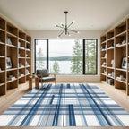 Indigo Blue Grid Intersection Rug