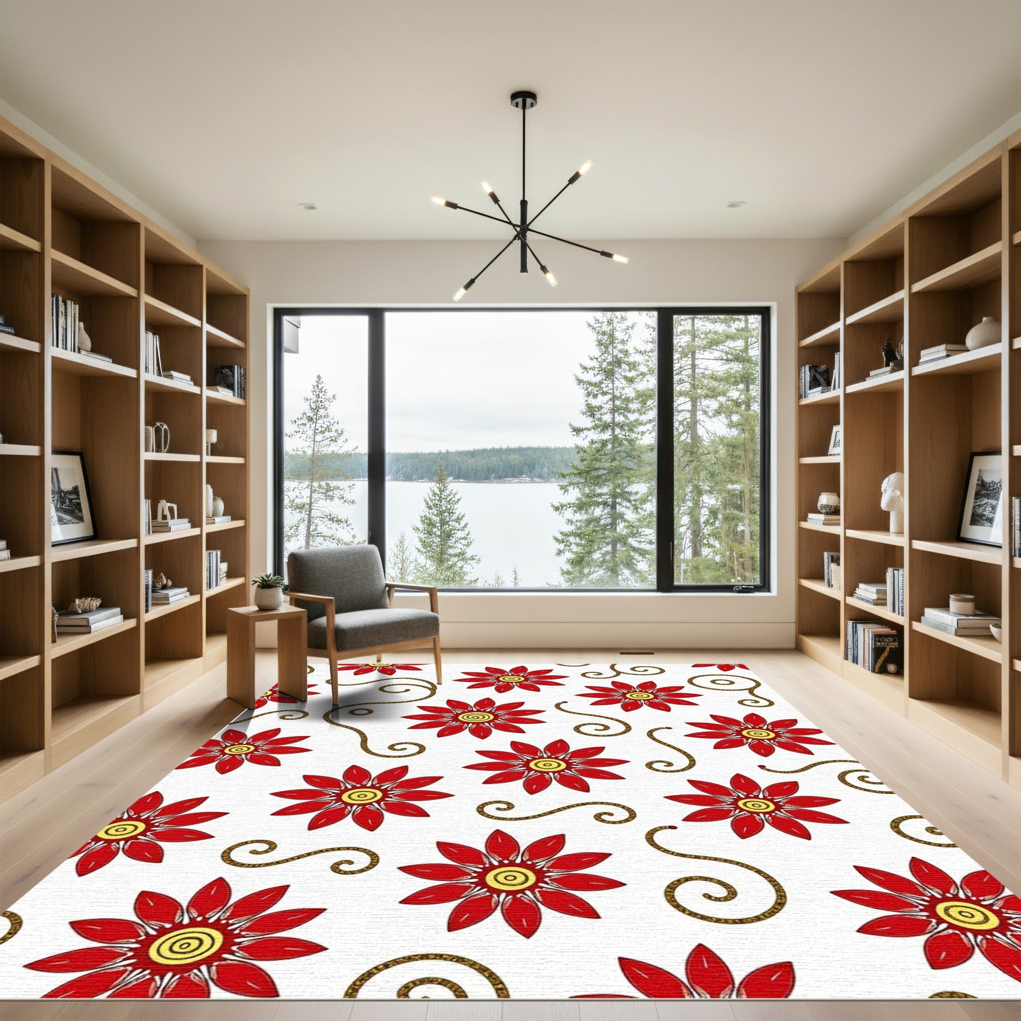 Red Yellow Floral Swirl Harmony Rug