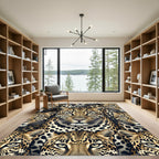 Leopard Face Collage Realistic Animal Rug
