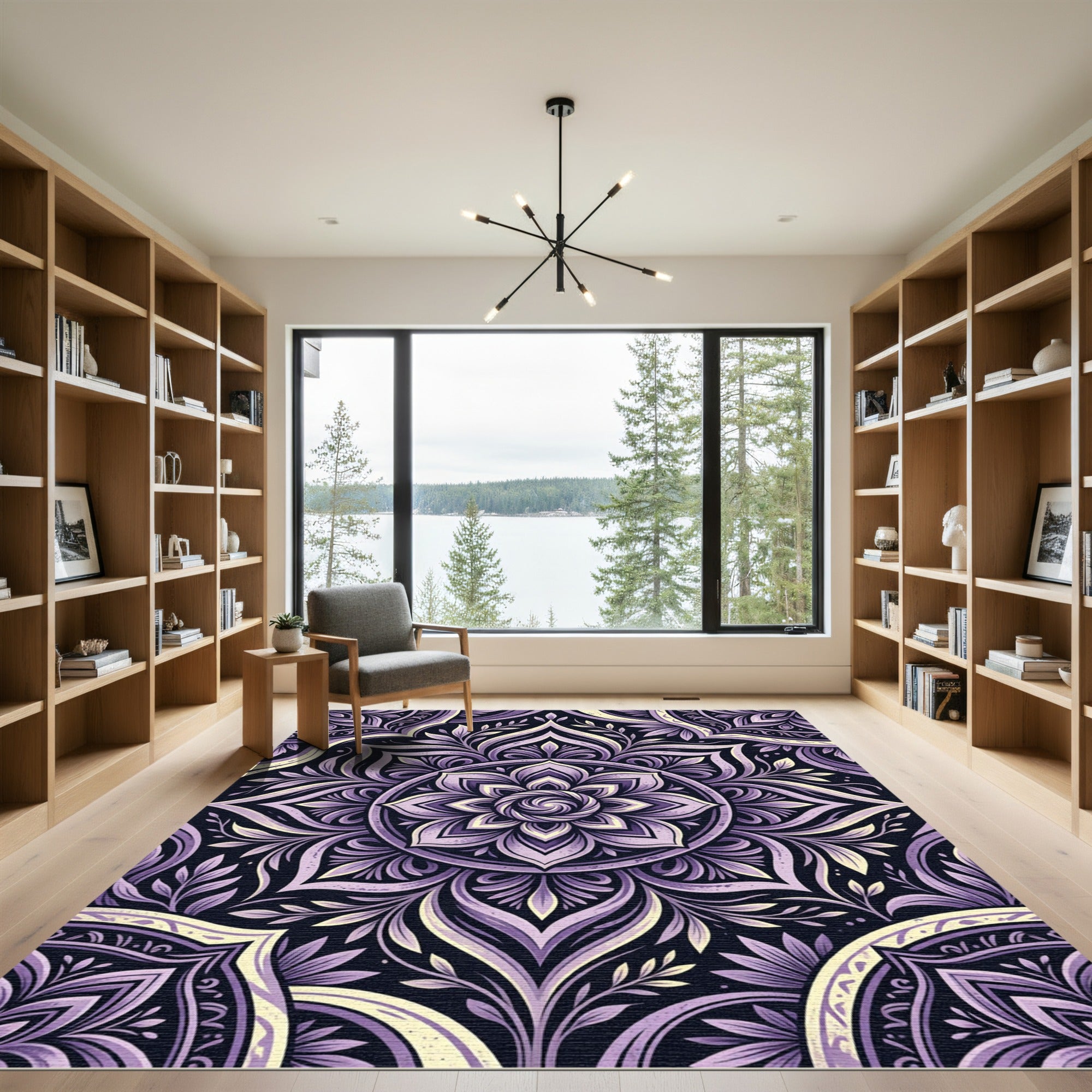 Ethereal Amethyst Floral Mandala Bloom Rug