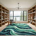 Swirling Teal Ocean Current Wave Rug