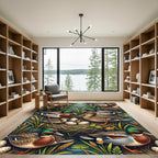 Mallard Duck Pond Wildlife Illustration Rug