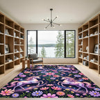 Whimsical Unicorn Floral Cosmos Galaxy Rug