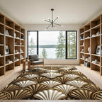 Art Deco Gold and Cream Shells Rug