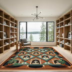Terra Cotta Teal Diamond Fountain Mosaic Rug