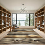 Rustic Natural Wood Grain Wave Rug