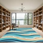 Flowing Ocean Waves Abstract Pattern Rug