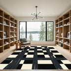 Monochromatic Textured Checkered Grid Rug