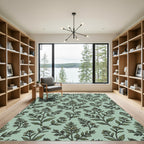Sage Green Botanical Branch Garland Rug