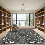 Intricate Silver Medallion Mandala Pattern Rug