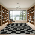 Black Gray Shattered Grid Rug