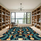 Trophy Laurel Wreath Navy Medallion Rug
