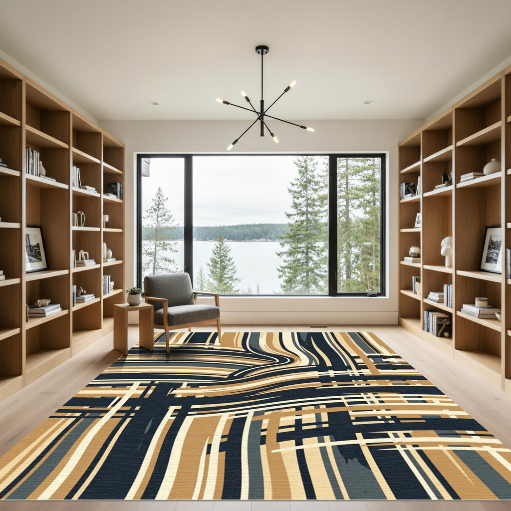 Earthy Tone Intertwined Stripes Rug