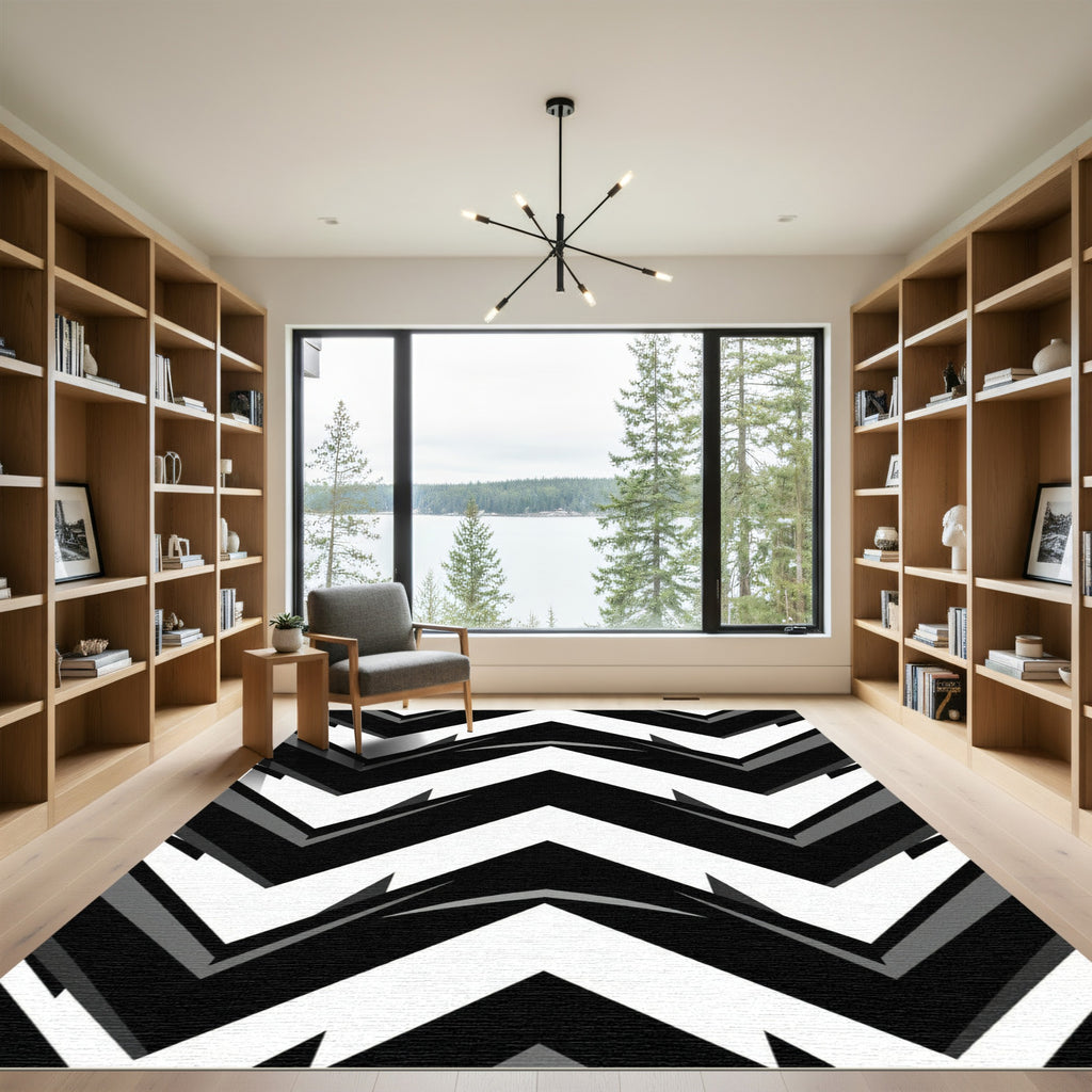 Monochromatic Geometric Chevron Bold Rug