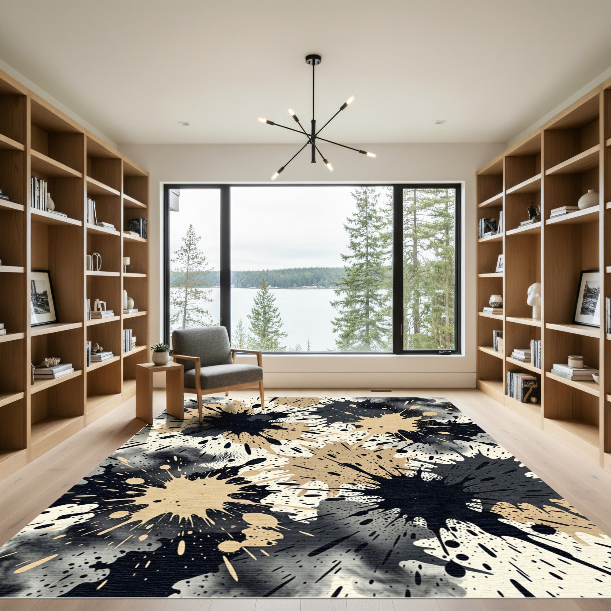 Abstract Sepia Splatterburst Background Rug